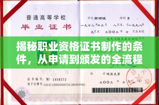 青山湖揭秘职业资格证书制作的条件，从申请到颁发的全流程解析